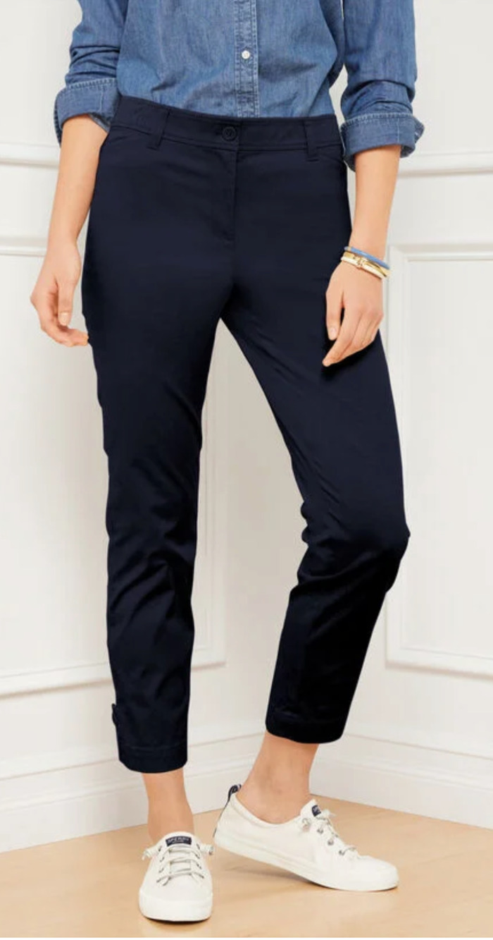 Talbots Womens Perfect Crop Pants Slim Leg Flat Front Indigo Blue Size 8 NWT